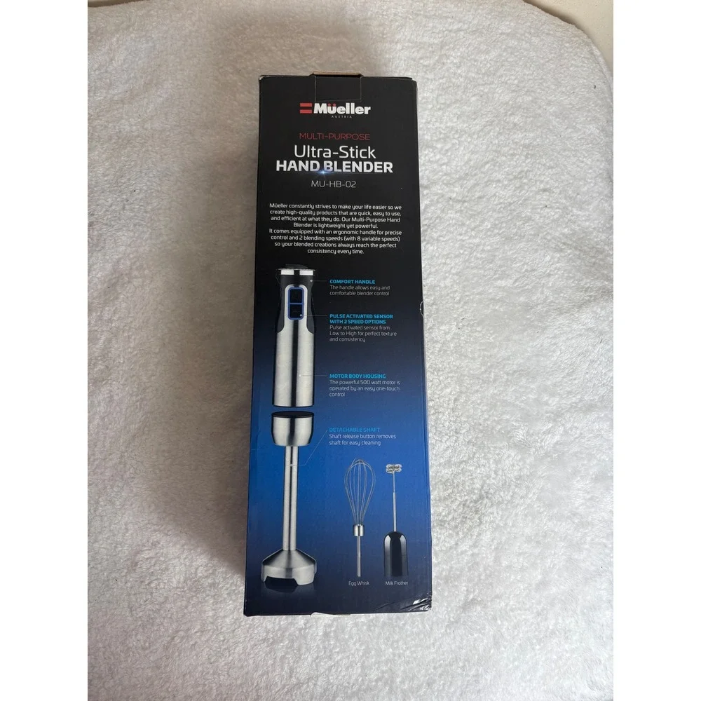 Mueller Austria Ultra-Stick Hand Blender MU-HB-02 500W 8-Speed Silver Black NEW